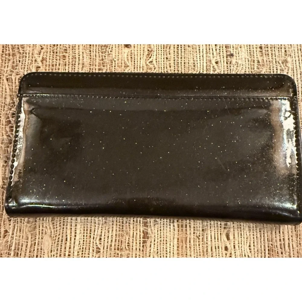 Kate Spade Stacy‎ Black starry Glitter Bug Zip Around Long Wallet Coated
